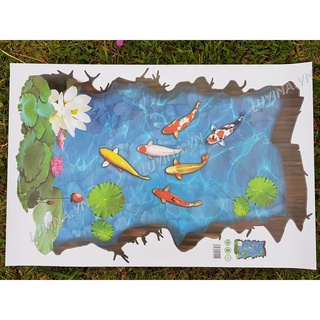 DECAL DÁN TƯỜNG AO CÁ 3D