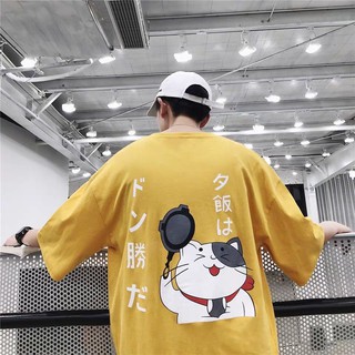 [Ảnh thật] Áo thun tay lỡ cotton mèo nhật [ áo thun tay lỡ unisex nam nữ mặc được]