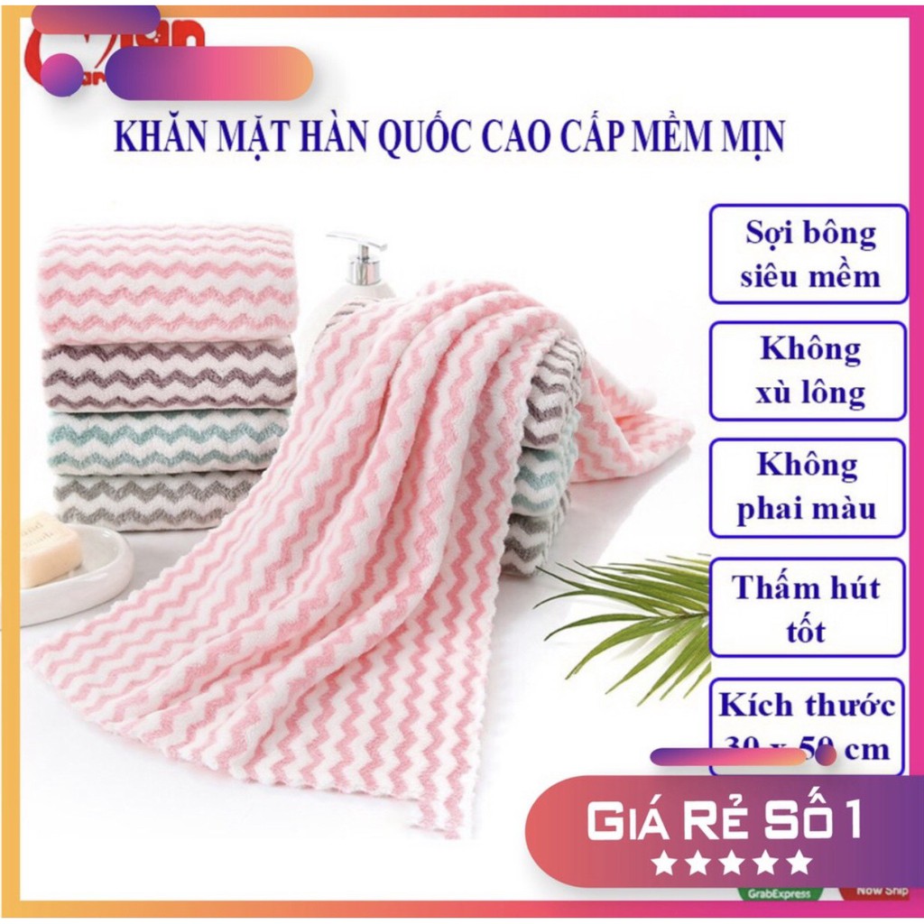 ( GIÁ SỈ ) Khăn Mặt Hàn Quốc Siêu Mềm Mại Siêu Thấm Hút 50x30cm- Khăn Mặt Lông Cừu cotton