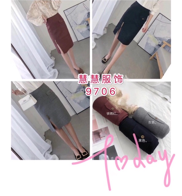 Chân váy len xẻ đùi đính khuy QC cực đẹp nha | BigBuy360 - bigbuy360.vn