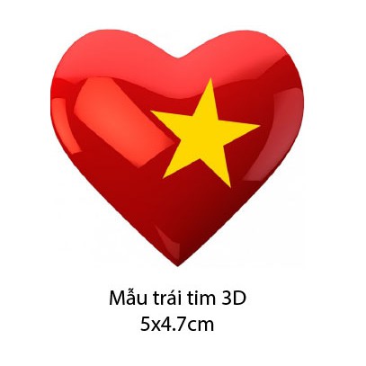 Sticker cờ Việt Nam mẫu trái tim mẫu lá cờ dán mặt