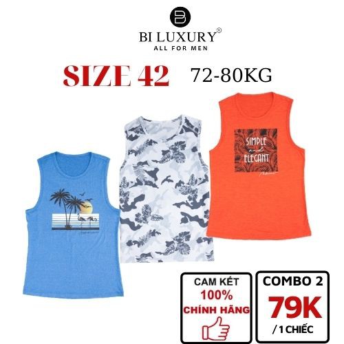 (72-80 KG) Xả áo ba lỗ nam BILUXURY thể thao mã Áo lót Tank Top form rộng sát nách,tập gym co giãn tốt