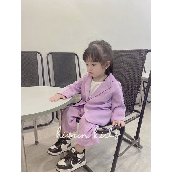 Set bộ vest tím hisun cho bé gái size từ 12-28 cân