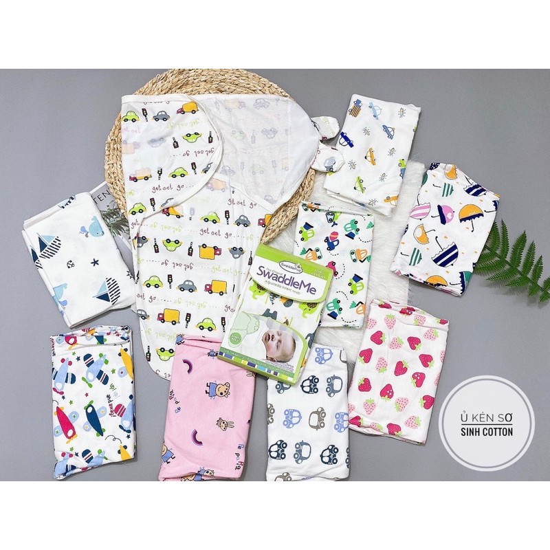 Ủ KÉN CHỐNG GIẬT MÌNH 🌺 𝐅𝐑𝐄𝐄 𝐒𝐇𝐈𝐏 🌺  Ủ Kén Sơ Sinh Swaddle Me Summer 100% Cotton Cho Bé