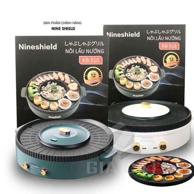 {mê đồ bếp} Bếp Lẩu Nướng Không Khói 2 Trong 1 Nine SHIELD KB-518