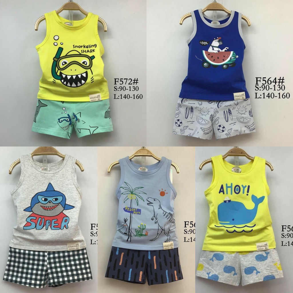 Bộ Xuất Hàn Fanqie - chất thun cotton co giãn 4c - mẫu sát nách cho bé Trai