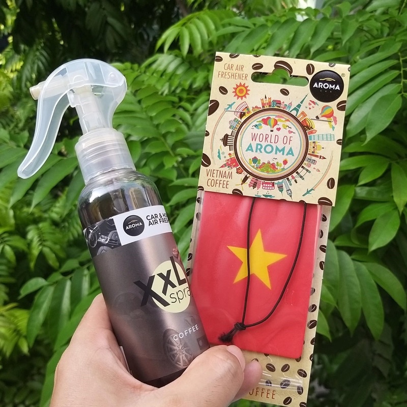 Chai xịt Hương Cà phê Aroma Car Pump Spray 150ml - Tặng kèm lá thơm