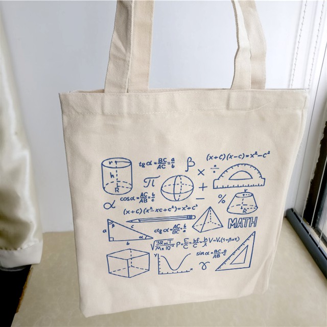 Túi Tote Canvas In Hình Toán Học, Hóa Học, Vật Lý