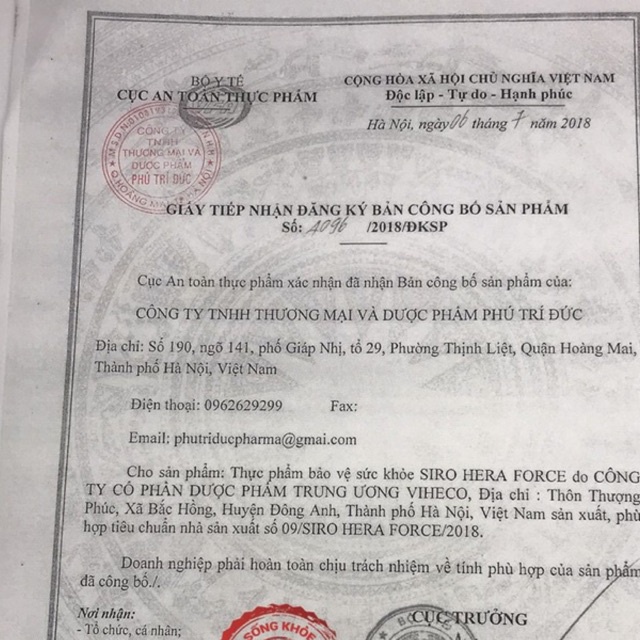 Siro giảm ho Hera Force lọ 125ml