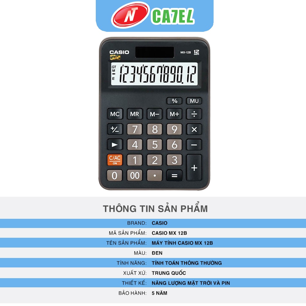 Máy tính CASIO MX 12B hàng chính hãng bảo hành 5 năm NT CATEL