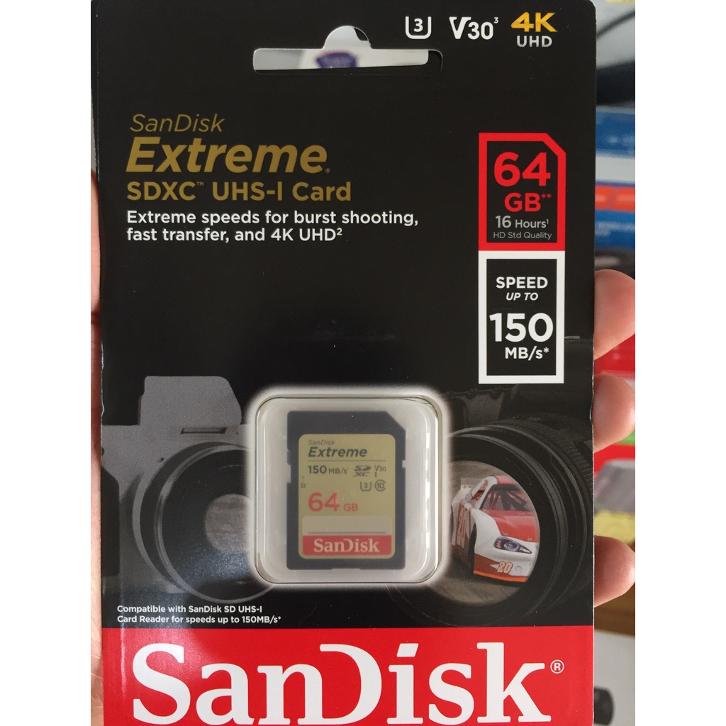 Thẻ nhớ SDXC SanDisk Extreme U3 V30 180MB/s dung lượng 64GB 128GB 256GB