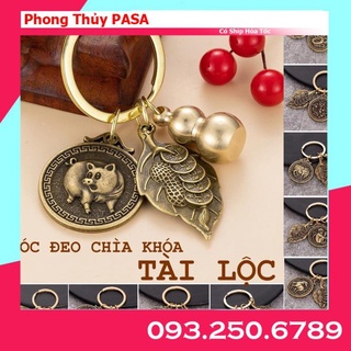 Móc treo chìa khóa phong thủy 12 con giáp đồng thau