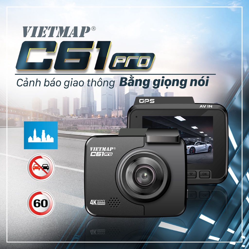 [CHÍNH HÃNG] Camera hành trình VIETMAP C61 pro ( bản 2021) cho ô tô, xe hơi - kèm thẻ nhớ 32GB- BH 12 tháng