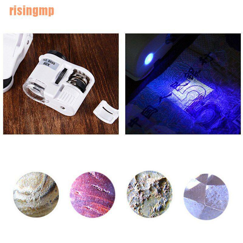 Kính hiển vi mini phóng to đến 60 lần có đèn LED UV tiện lợi