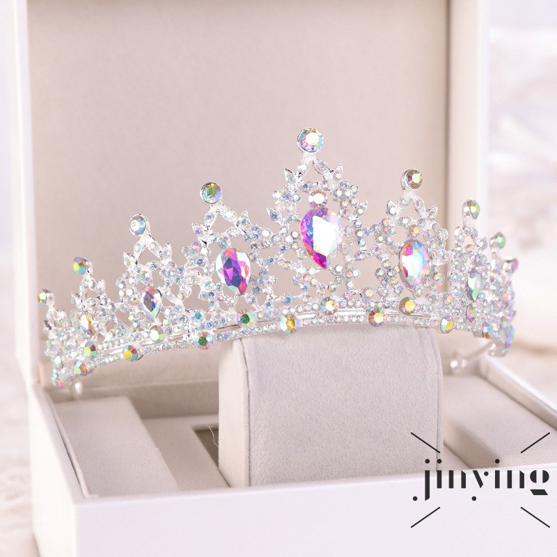 GETNOIVAS Vương miện công chúa cài tóc cô dâu đính đá sang trọng