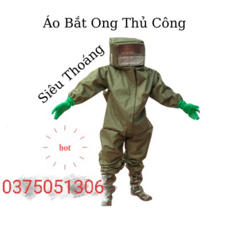 {GIẢM GIÁ KIẾM 5 SAO}BỘ BẮT ONG VẢI  KA KI SIÊU AN TOÀN(liền thân găng tay ủng cải tiến mới)
