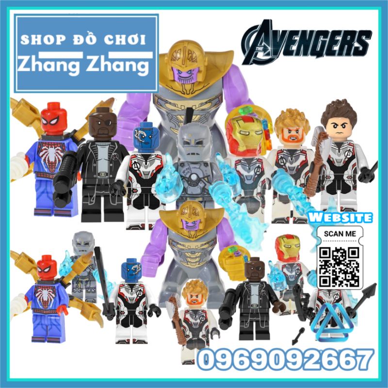 Đồ chơi Xếp hình Avengers Nick Fury  - Thor - Iron Man - Hawkeye - Nebula - Spider Man Thanos Minifigures POGO PG8250