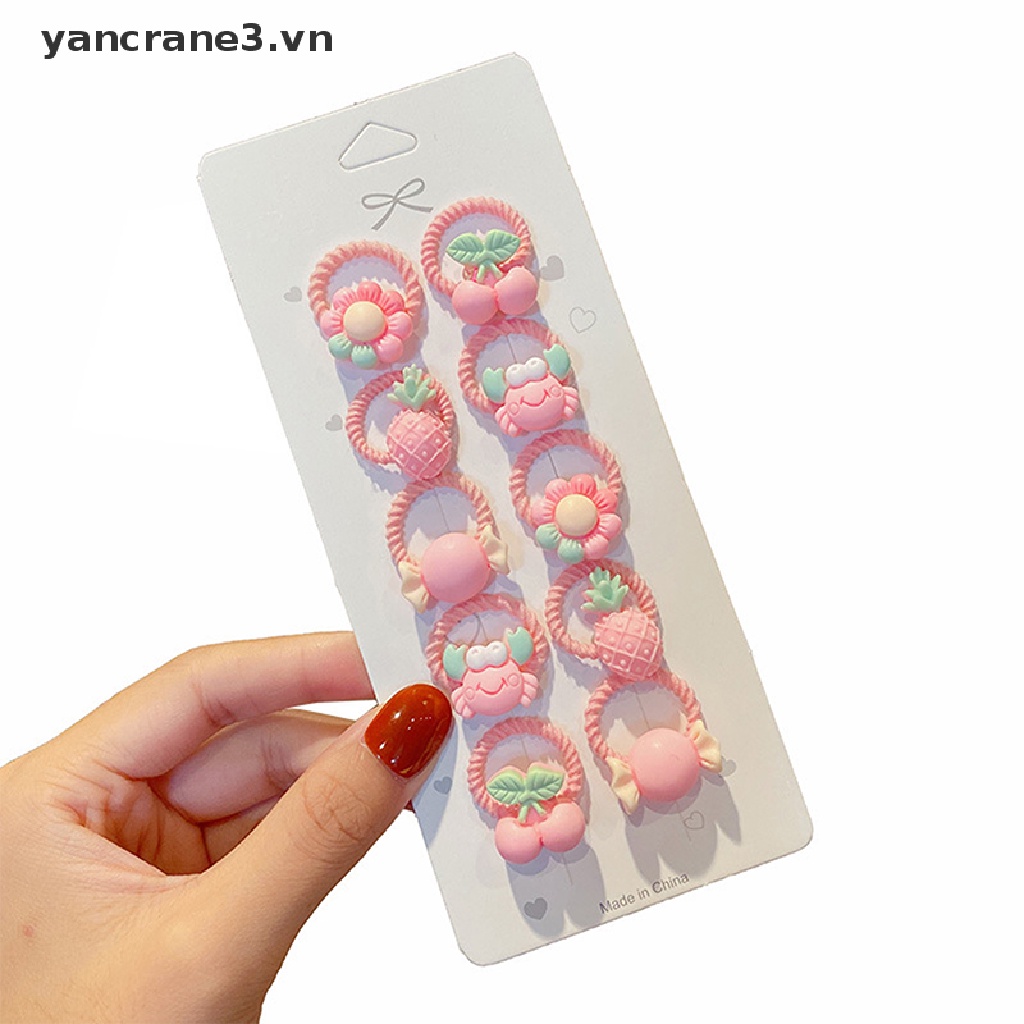 Bộ 10 Dây Cột Tóc Đuôi Ngựa Co Giãn Đính Hoa Nhỏ Dễ Thương Cho Bé Gái yancrane3.vn