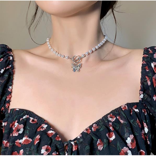 1 Vòng Cổ Choker Mặt Hình Bướm Ngọt Ngào Phong Cách Hàn Quốc Cho Nữ
