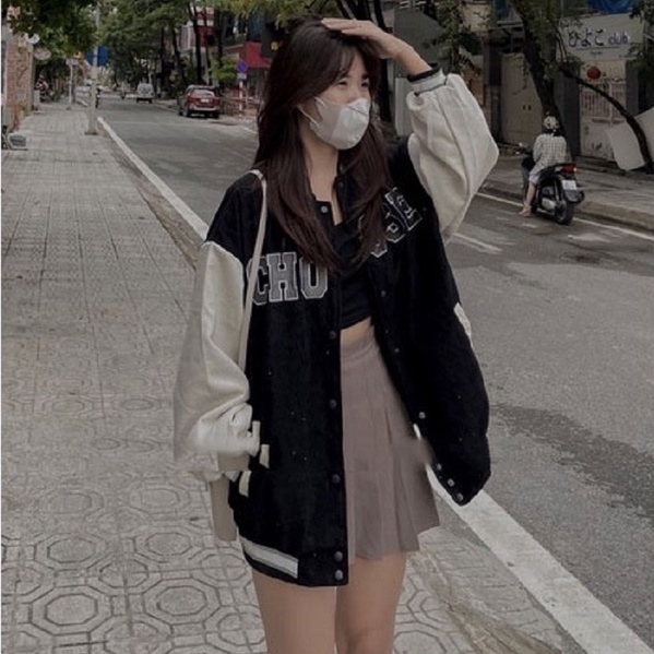 Áo khoác nhung tăm Unisex CHOOSE áo khoác bomber dây kéo Hot trend