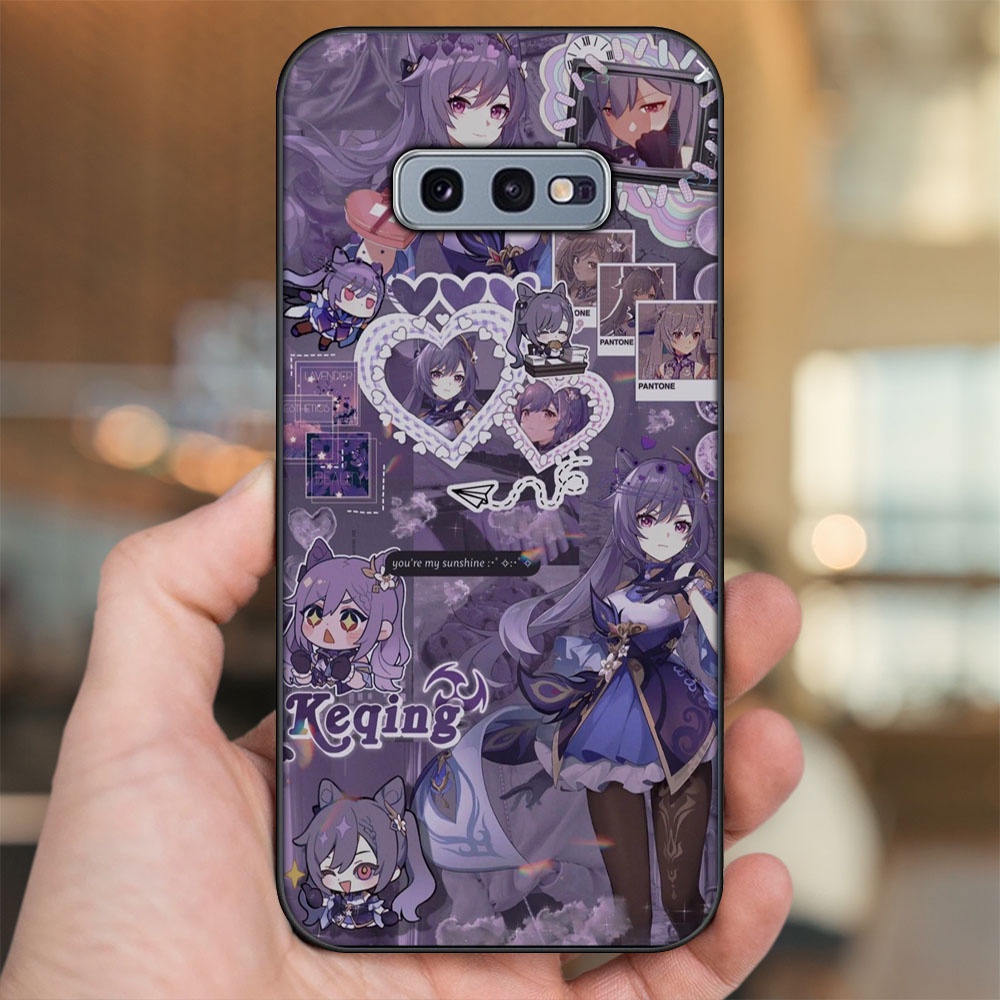 Ốp lưng Samsung S10e viền đen in hình Keqing Genshin Impact