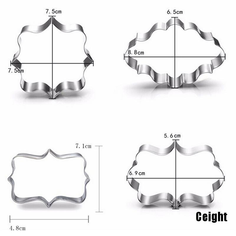 Set 4 khuôn cắt làm bánh quy 3D thép không gỉ dành cho trang trí tiệc cưới