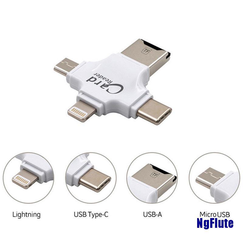 Đầu Đọc Thẻ Nhớ Micro Usb Type C Otg Micro Sd Tf 4 Trong 1 Cho Ios Iphone Android Samsung