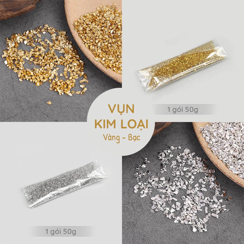 Vụn Kim loại trang trí Vàng/Bạc gói 50g