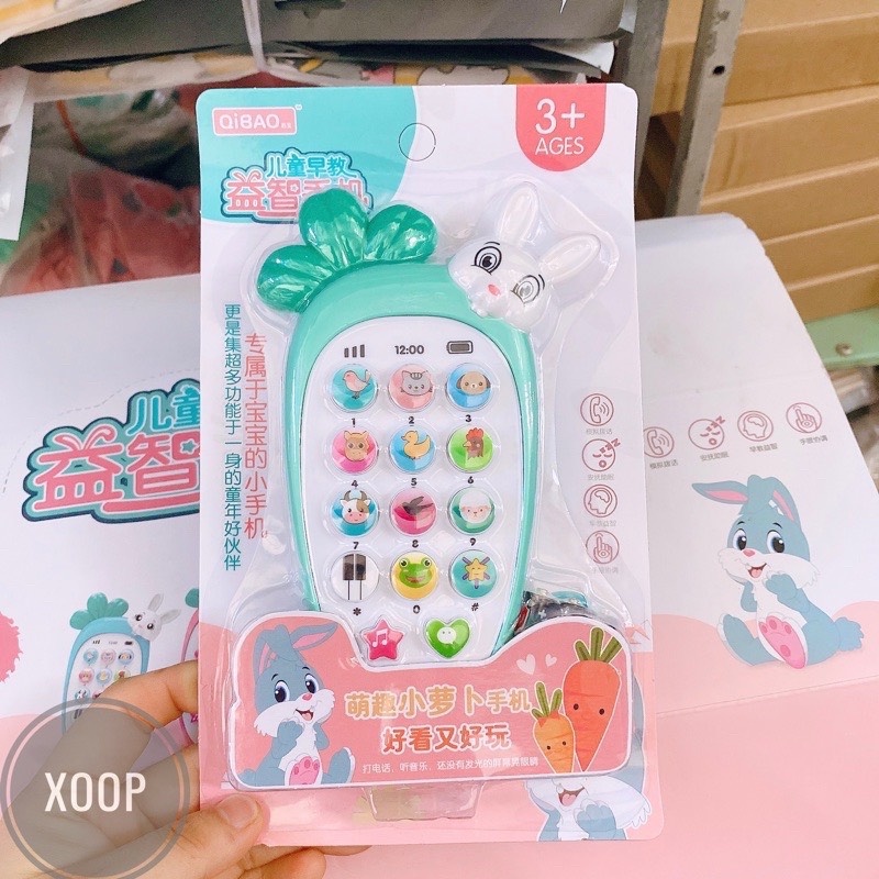 [Siêu Sale] Đồ chơi điện thoại gặm nướu thỏ gặm cà rốt - phát nhạc - phát sáng cho bé