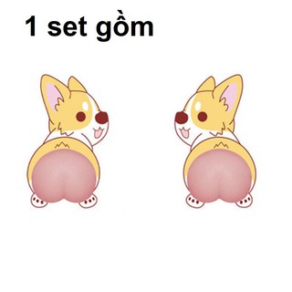 Set 2 mông silicon kèm miếng dán, chống va đập, chặn cửa, giảm stress, trang trí lưng điện thoại, máy tính,...