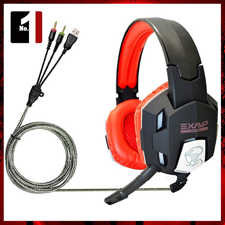 Tai Nghe Gaming LED Chụp Tai Headphone Có Dây EXAVP EX500 Tai Nghe Nhạc Máy Vi Tính Laptop Pc