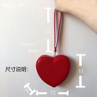 Ví Da PU Nhỏ Xinh Đựng Tiền Xu Họa Tiết Trái Tim Đáng Yêu