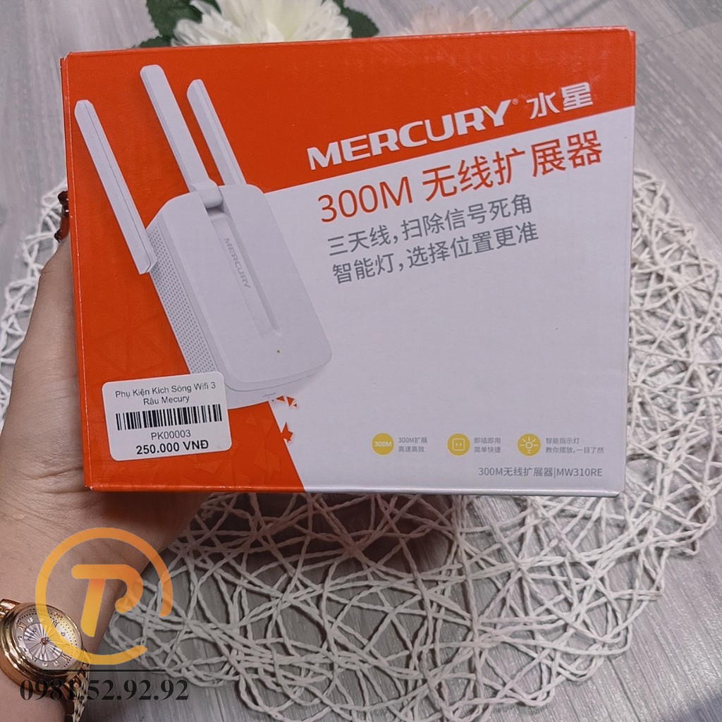 Bộ kích sóng wifi 3 râu Mercury MW310RE CỰC MẠNH_TĂNG SÓNG WIFI_BỘ TIẾP NỐI SÓNG WIFI