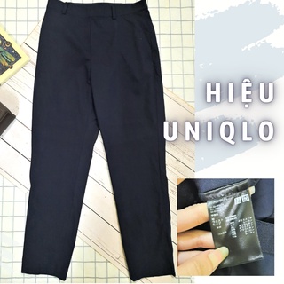 Quần dài xanh than basic UNQLO - Thanh lý cá nhân quần ống đứng - Pass quần lưng chun - Xanh3-QD