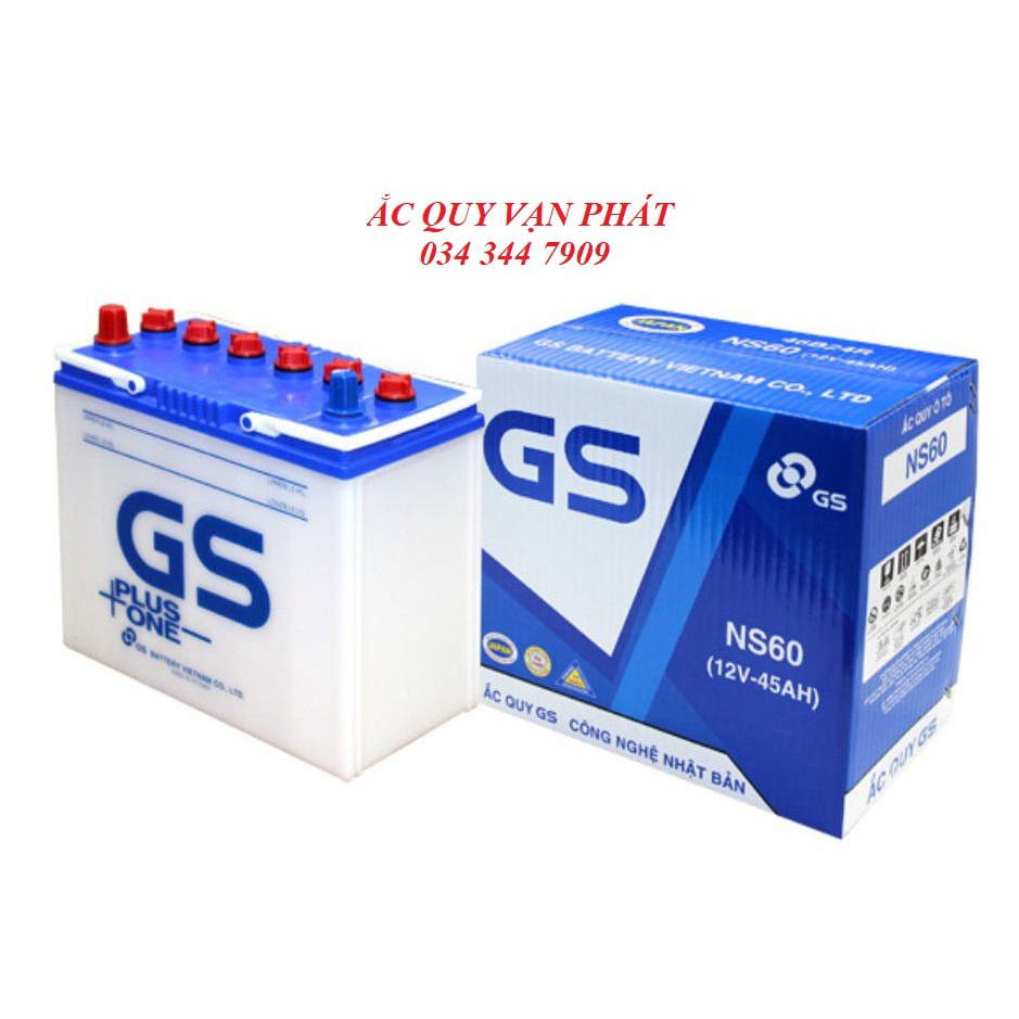 BÌNH ẮC QUY Ô TÔ GS NS60 (12V-45Ah)