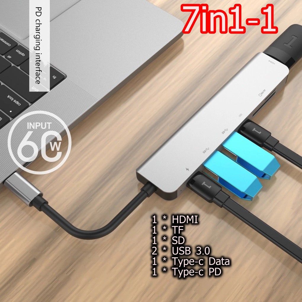 Hub Usb Type-c 7 cổng cho Macbook, Samsung Dex