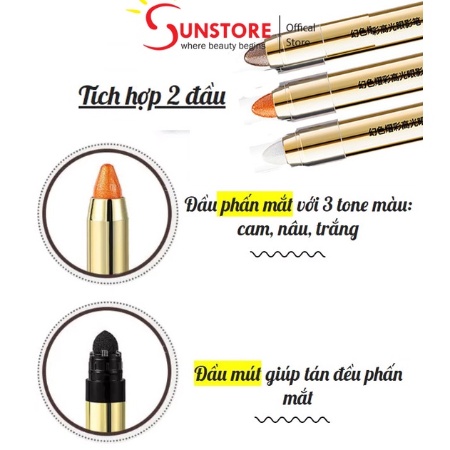 Bút phấn mắt trang điểm phấn mắt hai đầu lấp lánh  tạo lớp trang điểm mắt sáng bóng - sunstore.office