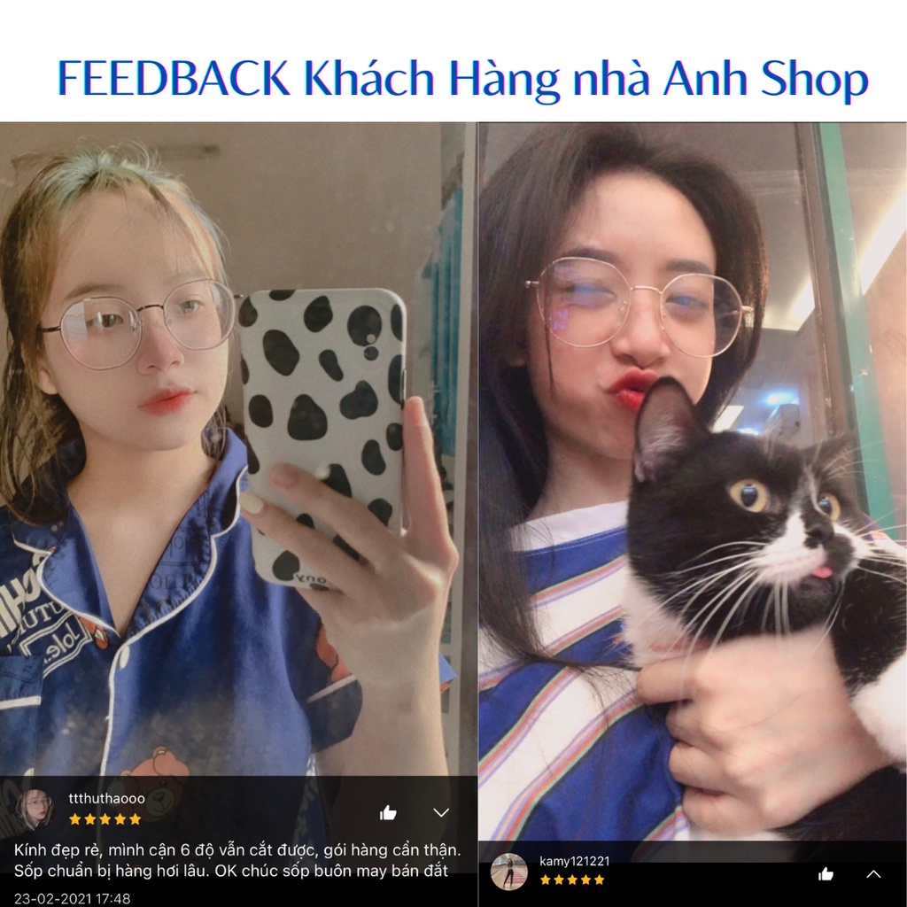 Gọng kính giả cận nam nữ hình tròn chất liệu kim loại hot trend 2984