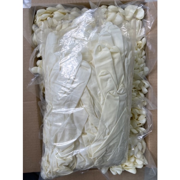 bich 100 chiếc / 50 cặp , Găng tay y tế Latex mega GLove ,không bột và có bột ,màu trắng kem , mới 100% .