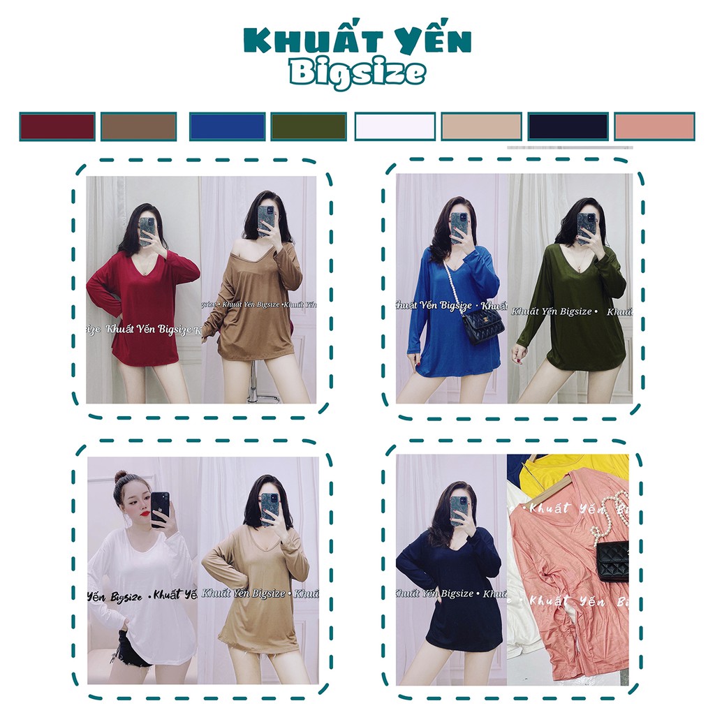 (50-100kg) Áo thun nữ cổ tim form rộng nhiều màu tay ngắn cổ V chất mát 50kg đến 100kg Khuất Yến