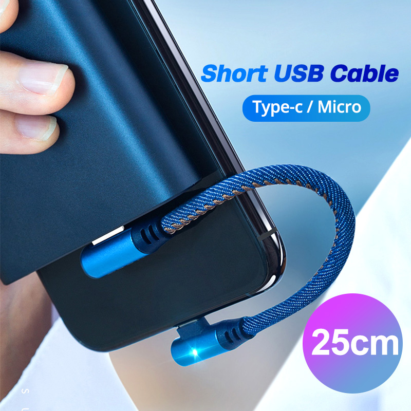 Dây cáp sạc micro USB FONKEN ngắn 0.25m kiểu góc 90 độ cho điện thoại/nguồn laptop