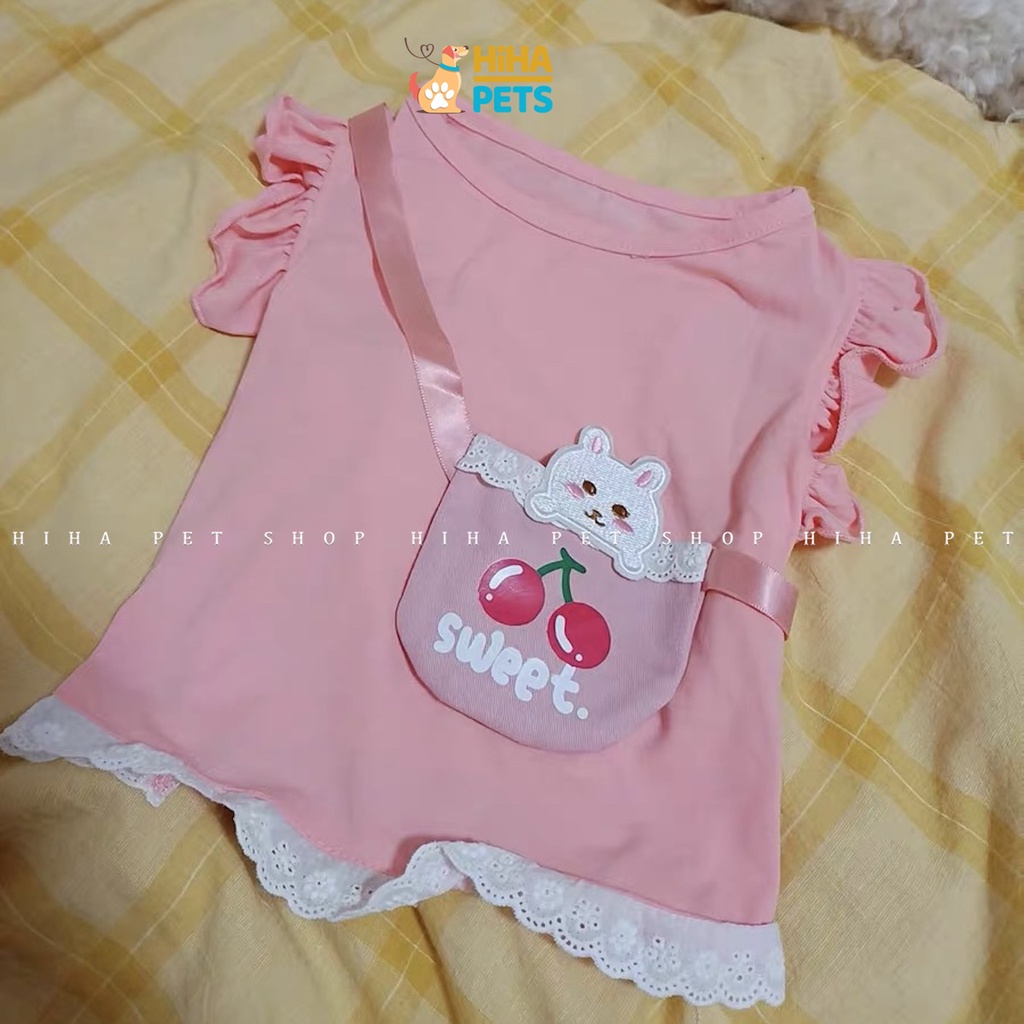 Áo Thun Chó Mèo Có Túi Đeo Mùa Hè 2022 Mát Mẻ Quần Áo Thú Cưng Dạng Ba Lỗ Dễ Thương Thun Cotton Hihapet.