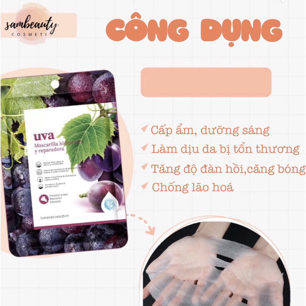 MẶT NẠ GIẤY DƯỠNG DA CHIẾT XUẤT TỪ TRÀI CÂY lành tính cung cấp dưỡng chất Vitamin cho làn da luôn tươi tắn SamBeauty