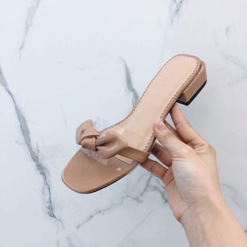Dép nữ quai trong suốt đính nơ mới