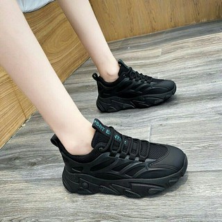giày thể thao nữ sneaker  full đen cá tính