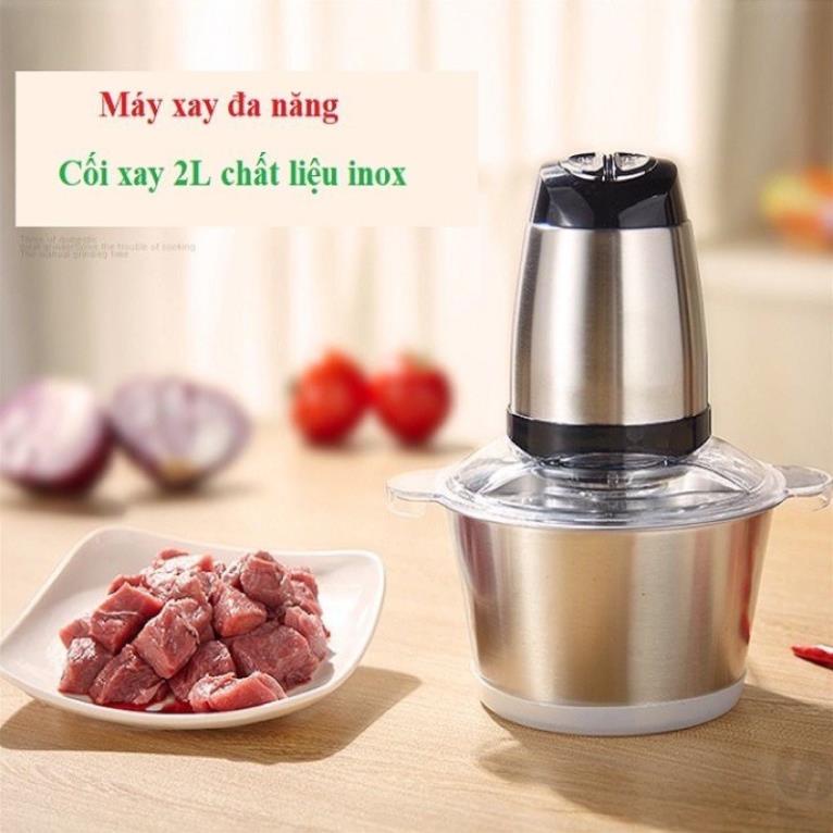 Máy thực phẩm đa năng inox 4 lưỡi công suất 250w- Xay thịt tỏi ới rau củ quả thiết bị nhà bếp tiện dụng