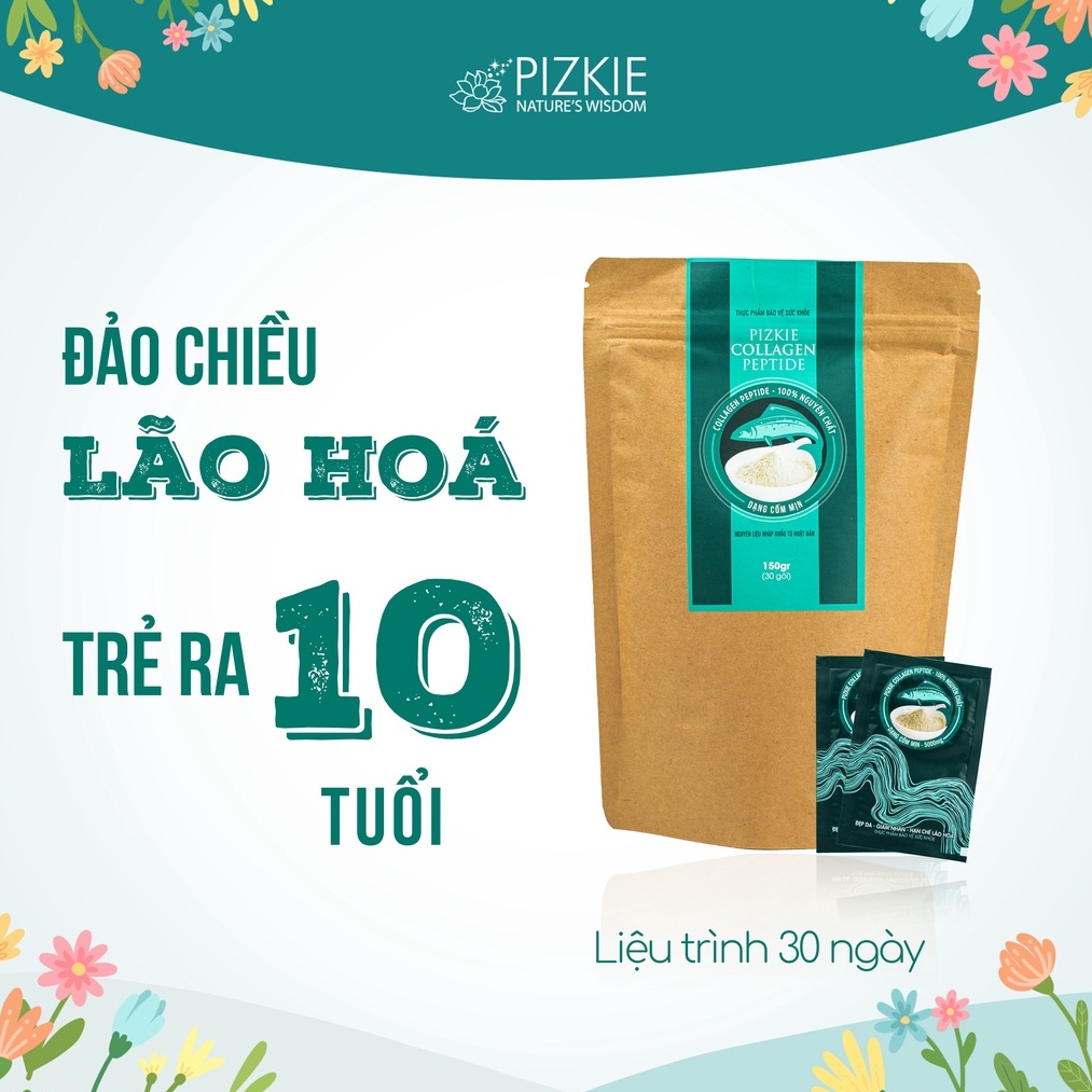 Collagen Cá Hồi COLLAGEN PEPTIDE PIZKIE Trẻ Hóa, Giảm Nếp Nhăn Túi 30 Gói 5gr