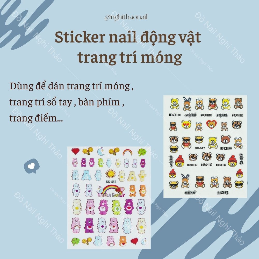 Sticker nail động vật trang trí móng