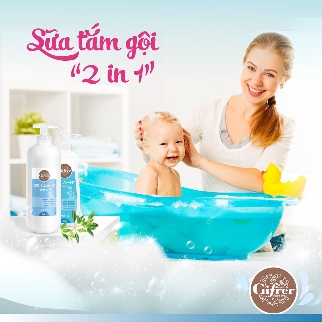 Sữa Tắm Gội 2 Trong 1 Cho Bé Gifrer Gel Lavant - Sản Phẩm Hàng Đầu Tại Pháp - Mua Kèm Sốc Tiết Kiệm Hơn