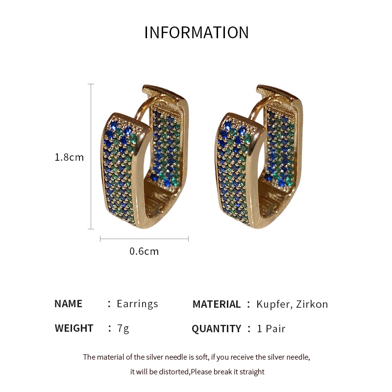 DREJEW Khuyên Tai Hình Học Đính Đá Zircon Cao Cấp Sang Trọng Phong Cách Hàn Quốc Cho Nữ